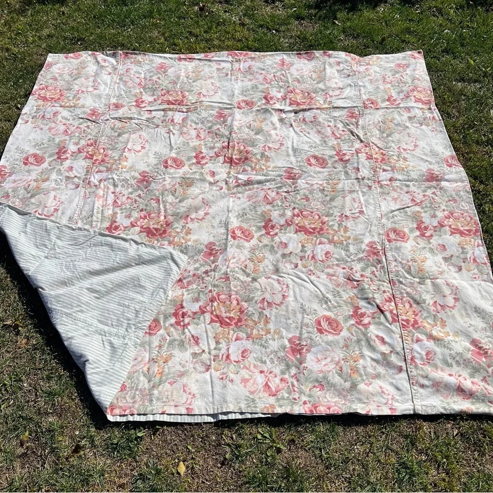 VTG Cottage Country Shabby Duvet Cover Reversible Roses Stripes Ralph Lauren?